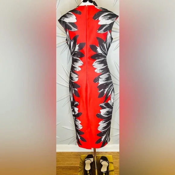 NY & Company SZ M black/red/gray sleeveless dress w/rear concealed zip, v-neck - Picture 5 of 6